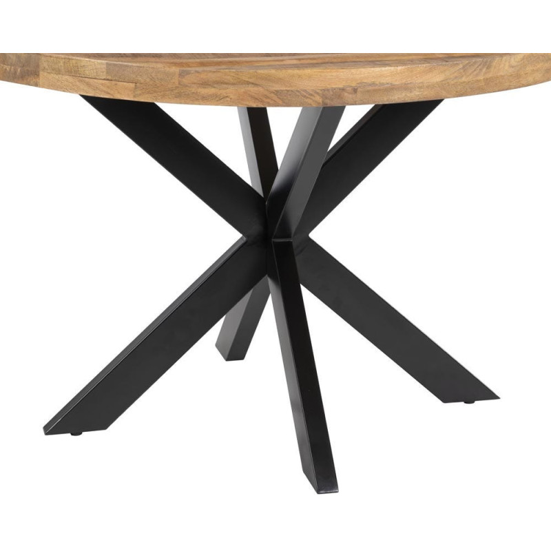 Table à manger moderne Ronde 6 personnes en Bois de manguier Naturel Métal Noir Idira - 7