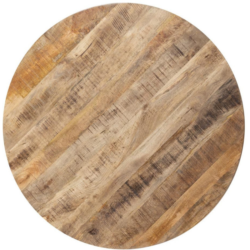 Table à manger moderne Ronde 6 personnes en Bois de manguier Naturel Métal Noir Idira - 8