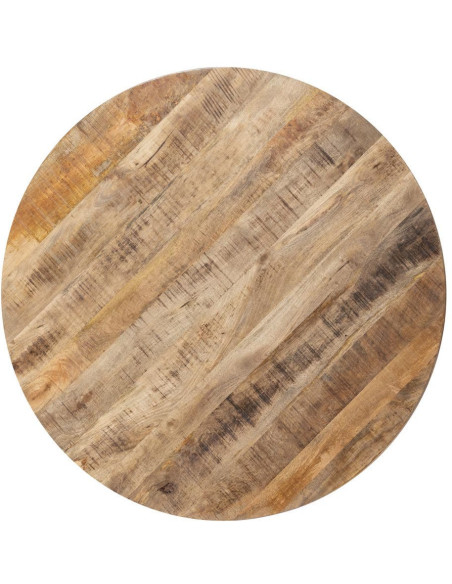 Table à manger moderne Ronde 6 personnes en Bois de manguier Naturel Métal Noir Idira - 8