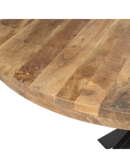 Grande Table à manger moderne Ronde 8 personnes en Bois de manguier Naturel Métal Noir Idira - 4