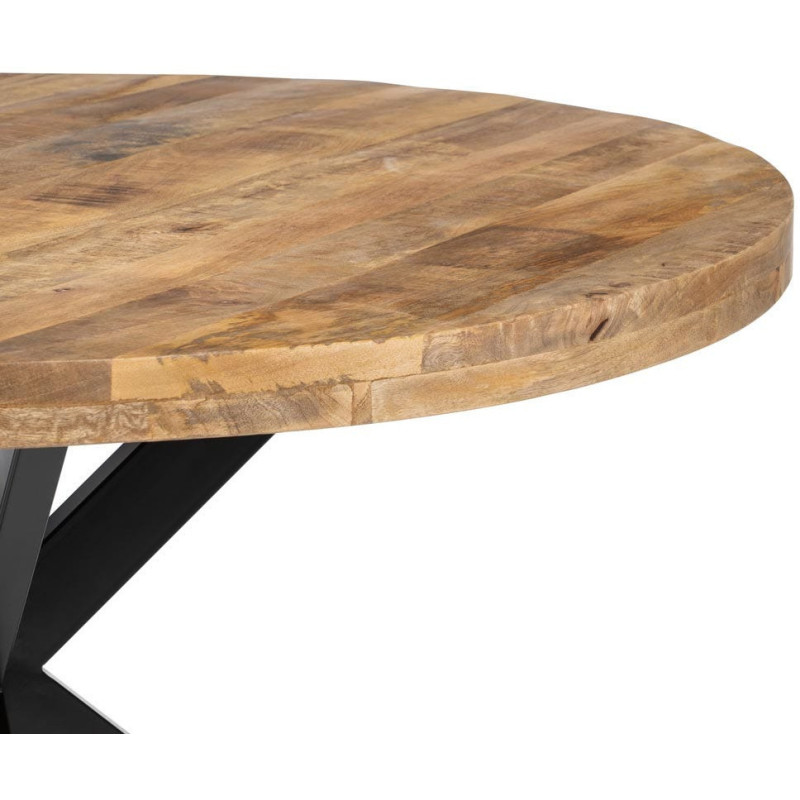 Grande Table à manger moderne Ronde 8 personnes en Bois de manguier Naturel Métal Noir Idira - 5