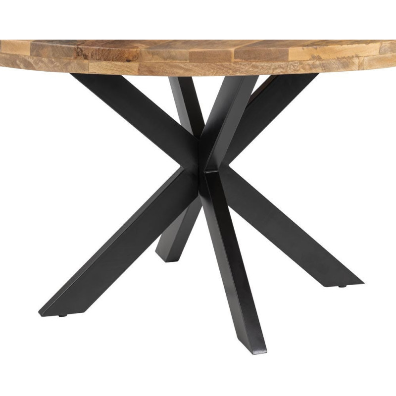 Grande Table à manger moderne Ronde 8 personnes en Bois de manguier Naturel Métal Noir Idira - 7