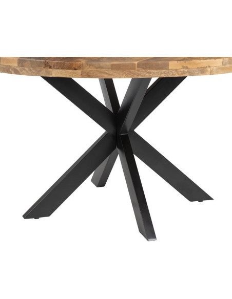Grande Table à manger moderne Ronde 8 personnes en Bois de manguier Naturel Métal Noir Idira - 7