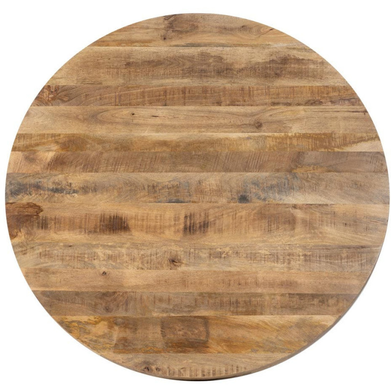 Grande Table à manger moderne Ronde 8 personnes en Bois de manguier Naturel Métal Noir Idira - 8