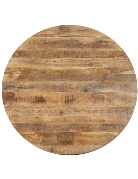 Grande Table à manger moderne Ronde 8 personnes en Bois de manguier Naturel Métal Noir Idira - 8
