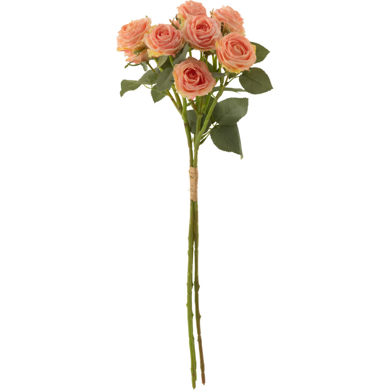 Bouquet de 12 fleurs artificielles Rose Hauteur 60 cm en Plastique Rose clair Vert - 1
