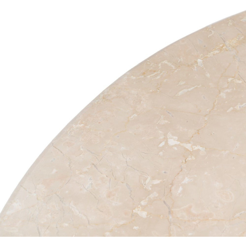 Table à manger moderne chic Ronde 6 personnes en Marbre Blanc Bois de manguier Naturel Yaiza - 4