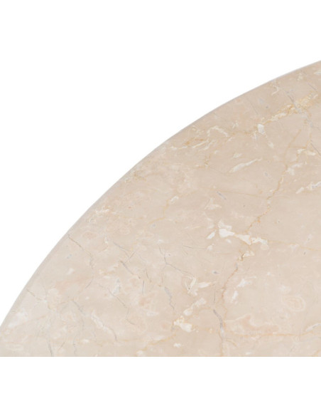 Table à manger moderne chic Ronde 6 personnes en Marbre Blanc Bois de manguier Naturel Yaiza - 4