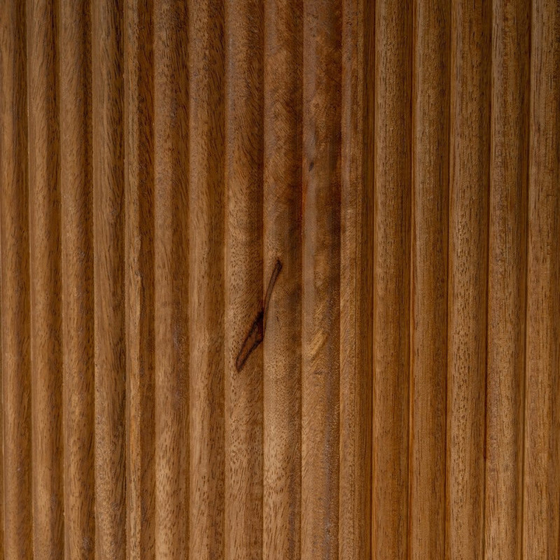 Table à manger moderne chic Ronde 6 personnes en Marbre Blanc Bois de manguier Naturel Yaiza - 6