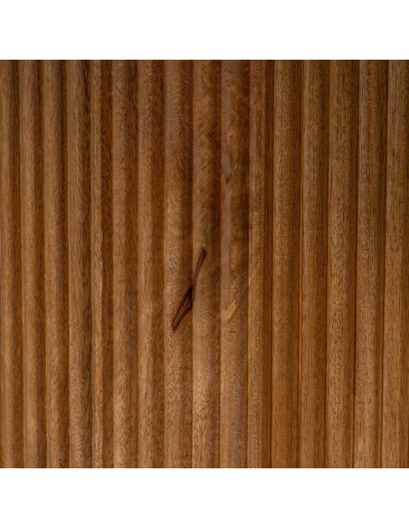 Table à manger moderne chic Ronde 6 personnes en Marbre Blanc Bois de manguier Naturel Yaiza - 6