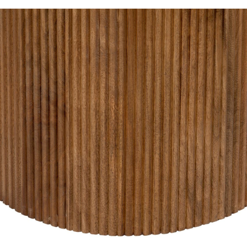 Table à manger moderne chic Ronde 6 personnes en Marbre Blanc Bois de manguier Naturel Yaiza - 7