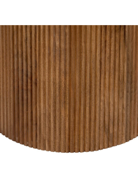 Table à manger moderne chic Ronde 6 personnes en Marbre Blanc Bois de manguier Naturel Yaiza - 7