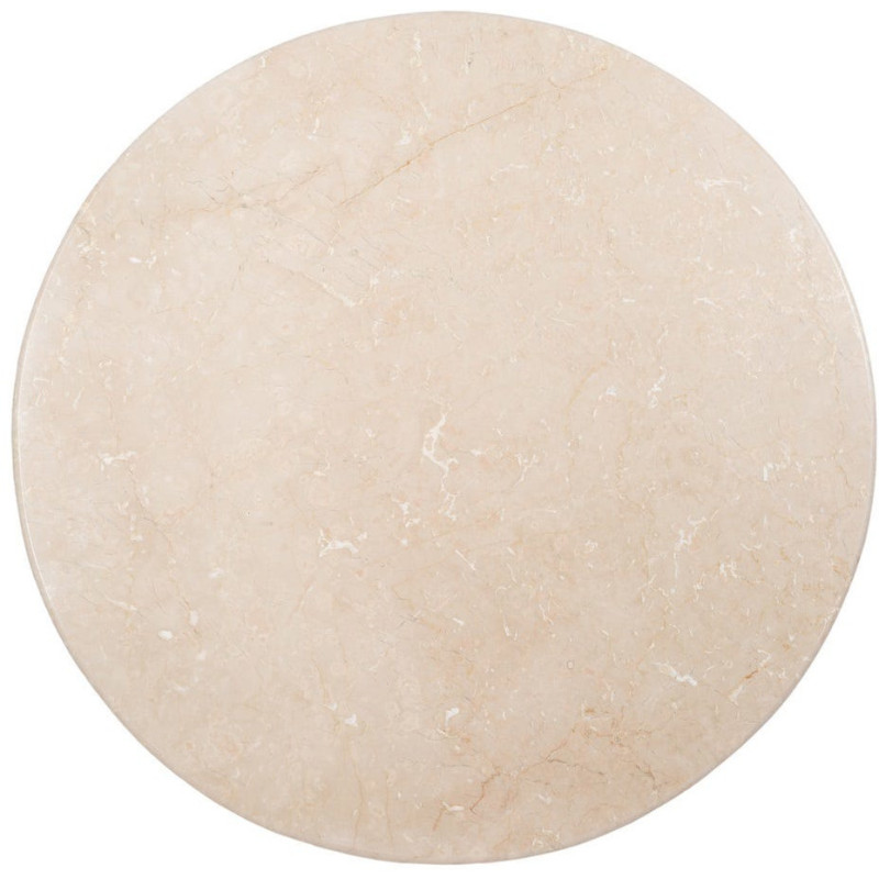 Table à manger moderne chic Ronde 6 personnes en Marbre Blanc Bois de manguier Naturel Yaiza - 9