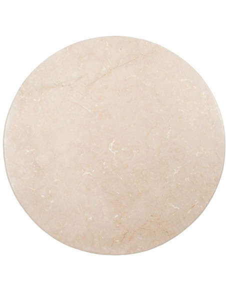 Table à manger moderne chic Ronde 6 personnes en Marbre Blanc Bois de manguier Naturel Yaiza - 9