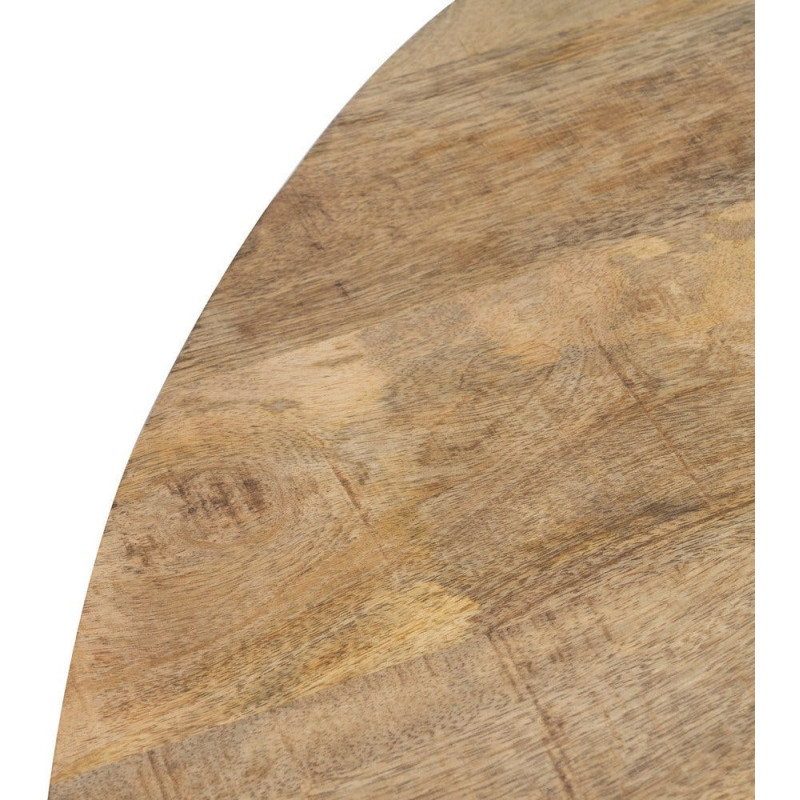 Table à manger moderne Ronde 6 personnes en Bois de manguier Naturel Métal Noir Lurda - 4