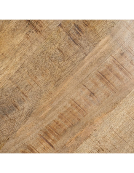 Table à manger moderne Ronde 6 personnes en Bois de manguier Naturel Métal Noir Lurda - 5