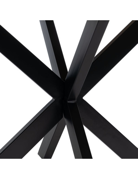 Table à manger moderne Ronde 6 personnes en Bois de manguier Naturel Métal Noir Lurda - 7