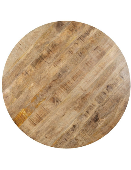 Table à manger moderne Ronde 6 personnes en Bois de manguier Naturel Métal Noir Lurda - 9