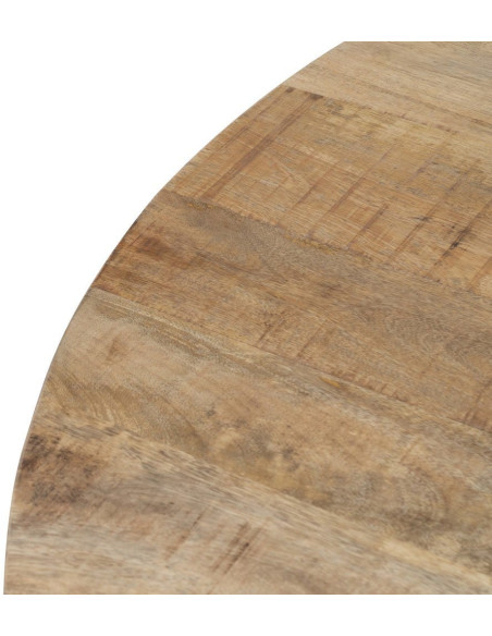 Grande Table à manger moderne Ronde 8 personnes en Bois de manguier Naturel Métal Noir Lurda - 4