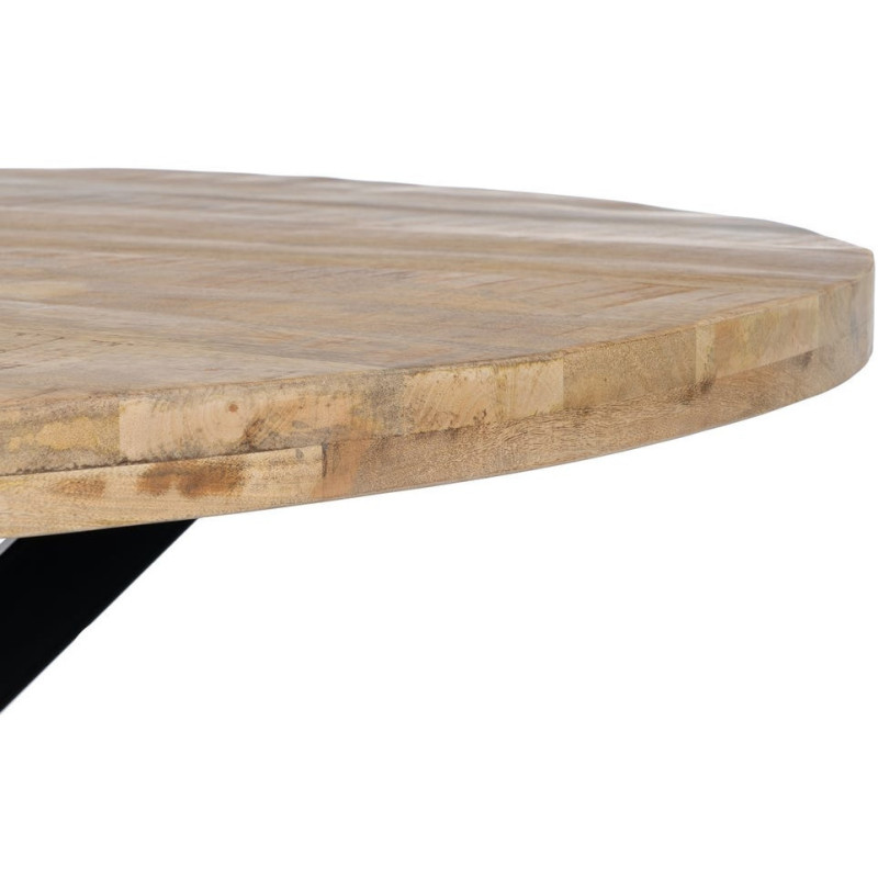 Grande Table à manger moderne Ronde 8 personnes en Bois de manguier Naturel Métal Noir Lurda - 6