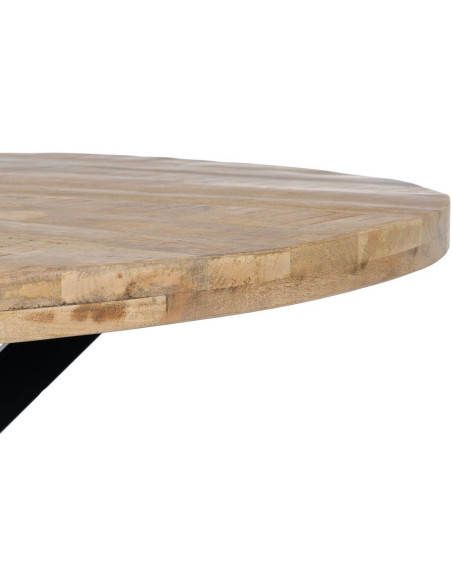 Grande Table à manger moderne Ronde 8 personnes en Bois de manguier Naturel Métal Noir Lurda - 6