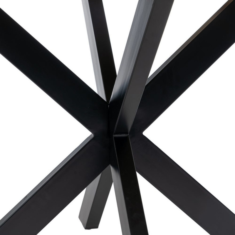 Grande Table à manger moderne Ronde 8 personnes en Bois de manguier Naturel Métal Noir Lurda - 7