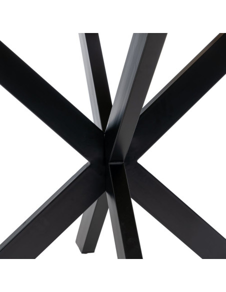 Grande Table à manger moderne Ronde 8 personnes en Bois de manguier Naturel Métal Noir Lurda - 7