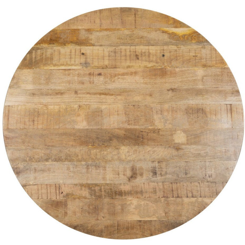 Grande Table à manger moderne Ronde 8 personnes en Bois de manguier Naturel Métal Noir Lurda - 9