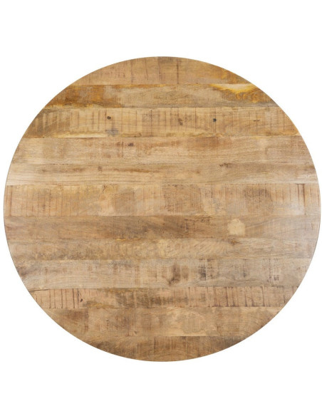 Grande Table à manger moderne Ronde 8 personnes en Bois de manguier Naturel Métal Noir Lurda - 9