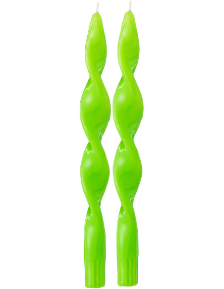 Bougie Torsade en Vert 3 heures Hauteur 26 cm Santana (Lot de 2) - 1