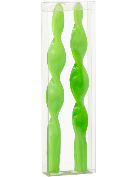 Bougie Torsade en Vert 3 heures Hauteur 26 cm Santana (Lot de 2) - 2