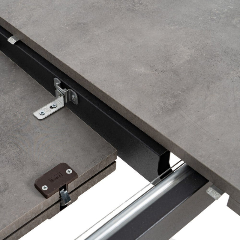 Grande Table à manger extensible moderne Rectangulaire 8 personnes en Bois MDF Gris Métal Noir Maren - 9