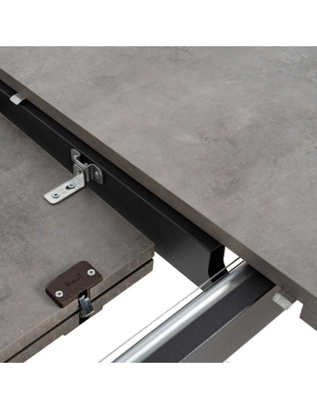 Grande Table à manger extensible moderne Rectangulaire 8 personnes en Bois MDF Gris Métal Noir Maren - 9