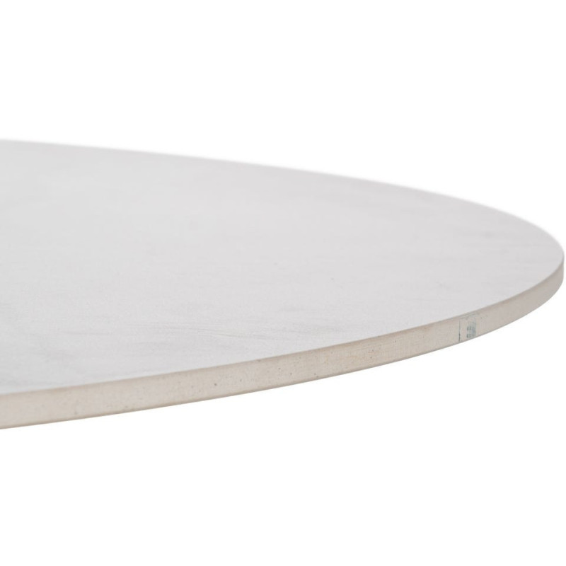 Table à manger moderne Ronde 6 personnes en Céramique Blanc Effet marbre Métal Naturel Effet bois Lurly - 4