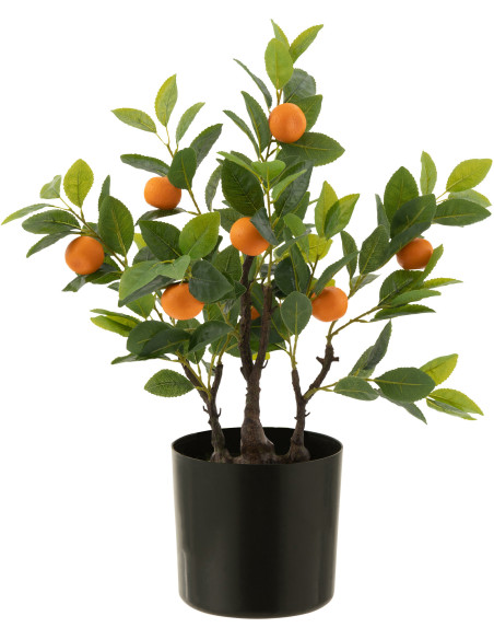 Plante artificielle Oranger Hauteur 60 cm en Plastique Vert Orange avec pot J-Line - 1