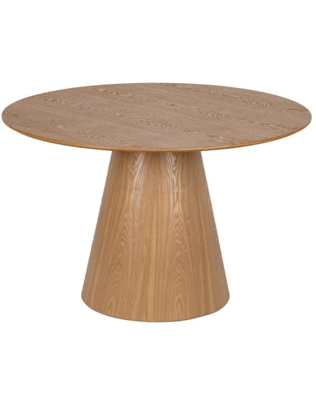 Table à manger moderne Ronde 6 personnes en MDF Naturel Mélaminé Edira - 1