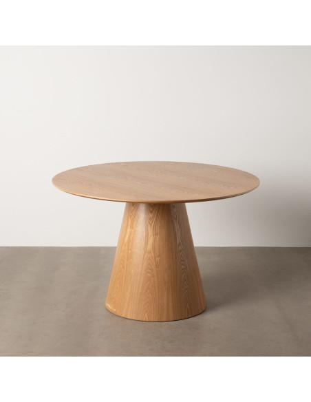 Table à manger moderne Ronde 6 personnes en MDF Naturel Mélaminé Edira - 2