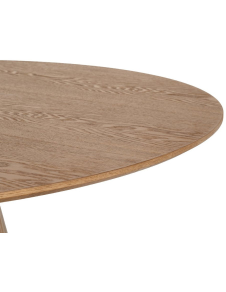 Table à manger moderne Ronde 6 personnes en MDF Naturel Mélaminé Edira - 5