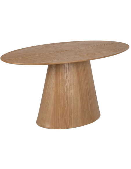 Table à manger moderne Ovale 6 personnes en MDF Naturel Mélaminé Edira - 1