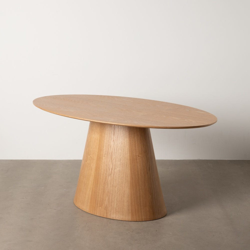 Table à manger moderne Ovale 6 personnes en MDF Naturel Mélaminé Edira - 7