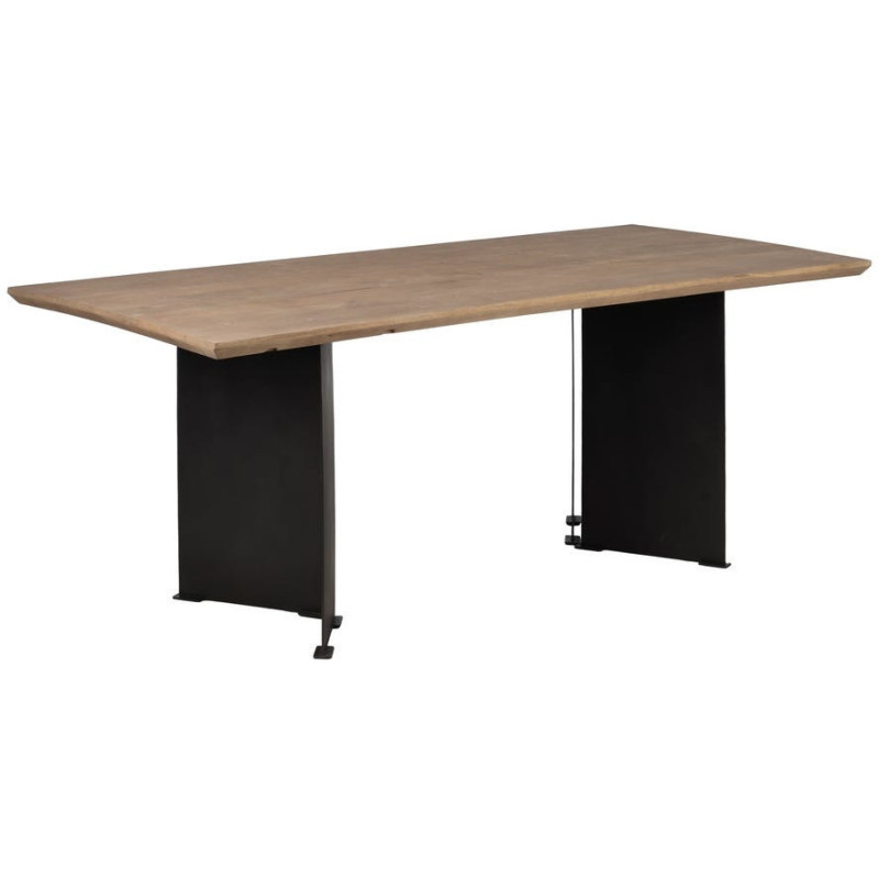 Grande Table à manger monderne Rectangulaire 8 personnes en Bois de manguier Naturel Métal Noir Itzel - 1