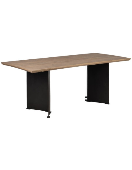 Grande Table à manger monderne Rectangulaire 8 personnes en Bois de manguier Naturel Métal Noir Itzel - 1