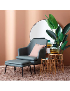 Grand Miroir mural moderne Rond 100x100 en Métal Noir Saian - 2