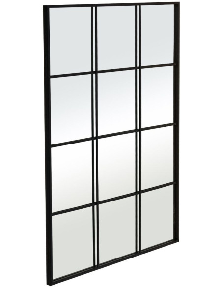 Grand Miroir mural effet verrière Rectangulaire 90x120 en Métal Noir Lioro - 1