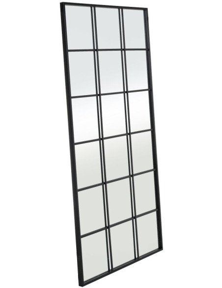 Grand Miroir mural effet verrière Rectangulaire 90x180 en Métal Noir Lioro - 1