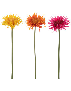 Fleur artificielle Gerbera Hauteur 50 cm en Plastique Jaune Orange Fuchsia Vert (Lot de 3) - 1
