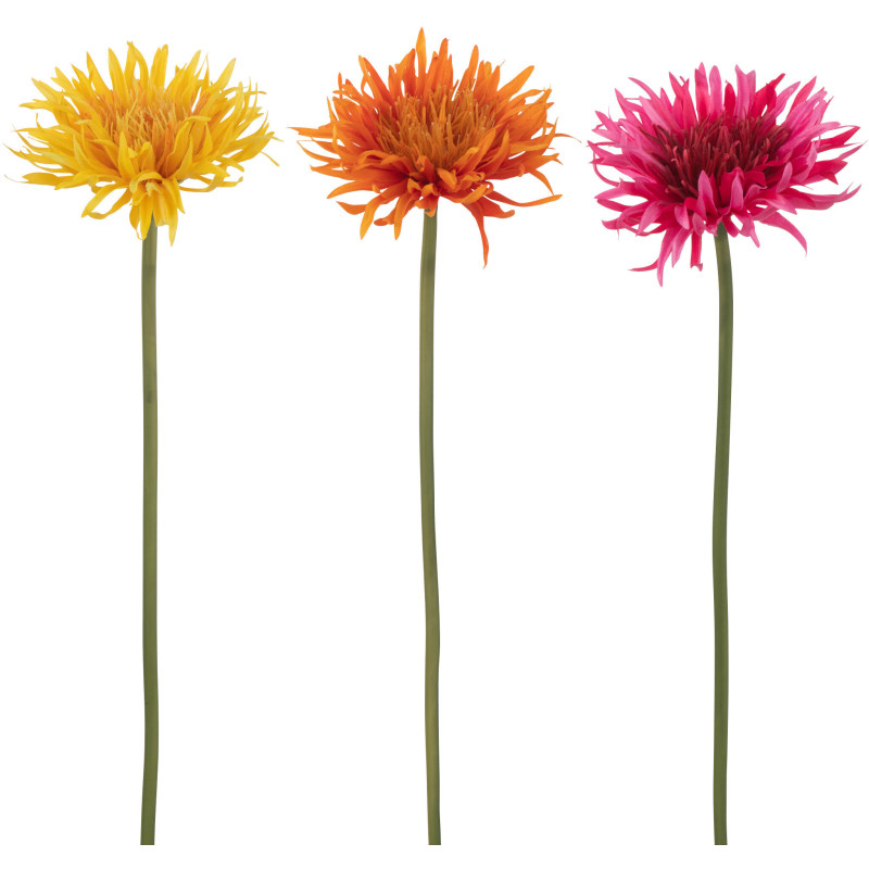 Fleur artificielle Gerbera Hauteur 50 cm en Plastique Jaune Orange Fuchsia Vert (Lot de 3) - 1