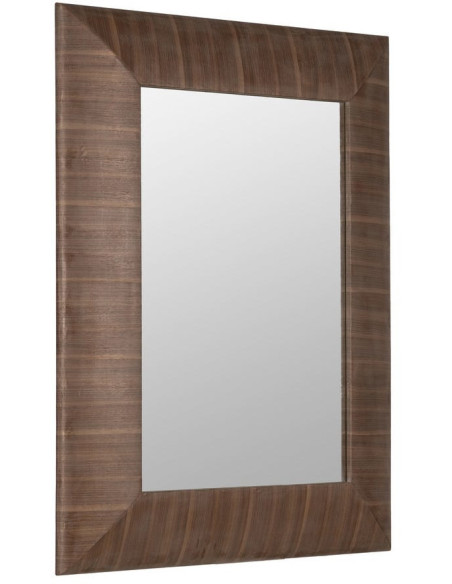 Grand Miroir mural moderne Rectangulaire 96x127 en Bois de sapin Vinyle Naturel Dilan - 1