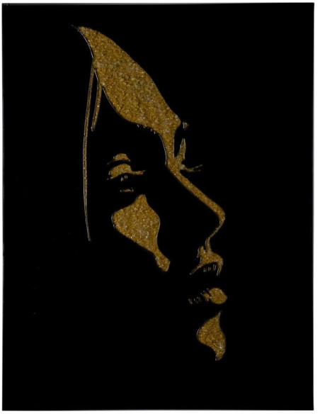 Grande Toile murale peinte Visages De Femmes 90x120 Doré Noir Olaya (Lot de 2) - 4