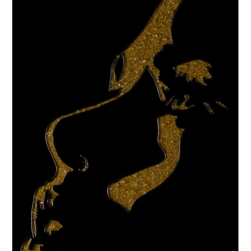 Grande Toile murale peinte Visages De Femmes 90x120 Doré Noir Olaya (Lot de 2) - 5